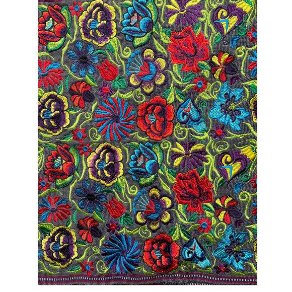 One-of-a-Kind Embroidered Floral Centerpiece table runner 46 Inches of Artistry - Picture 1 of 5
